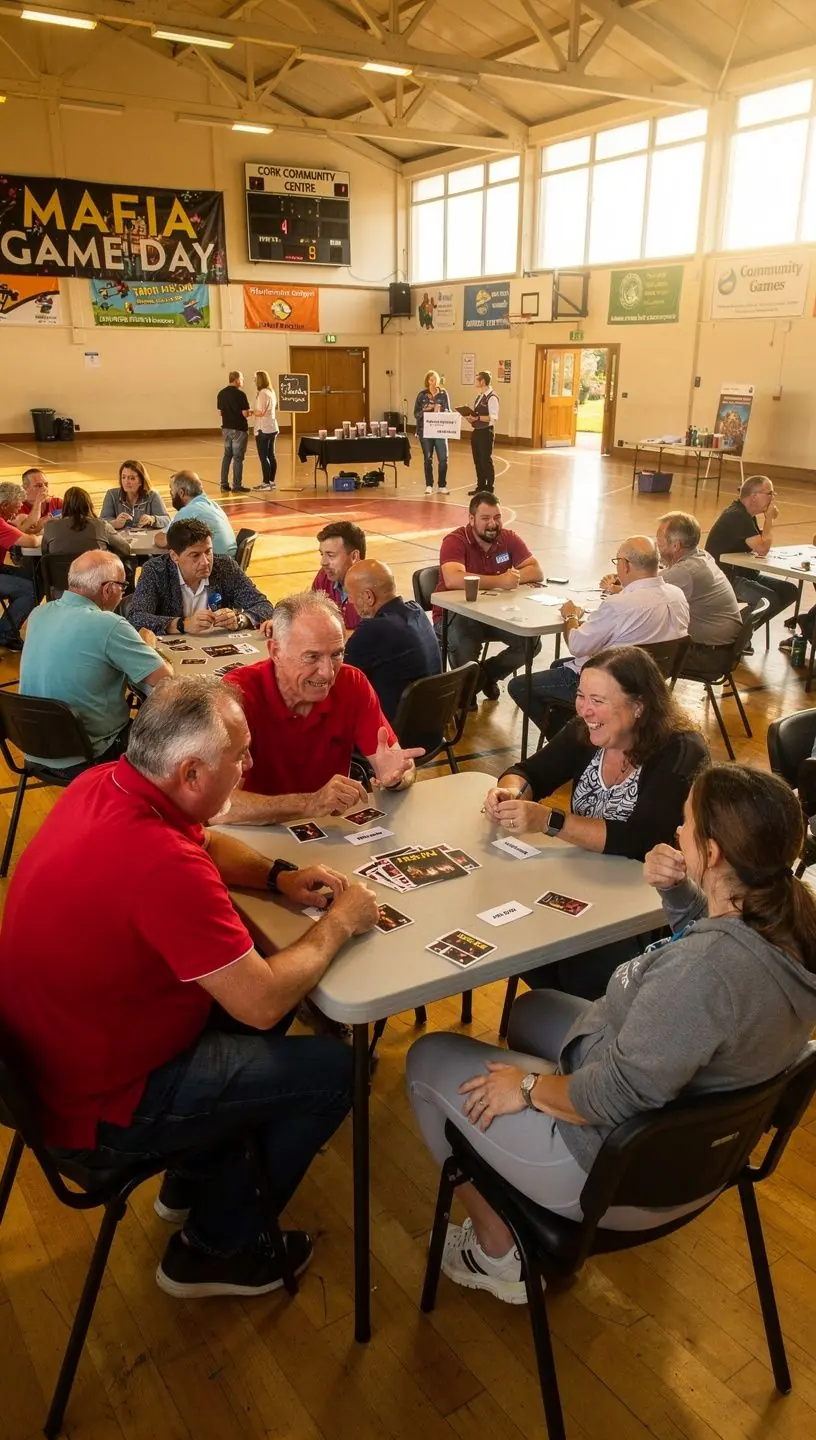 Welcoming atmosphere for new players in Mafia game night.